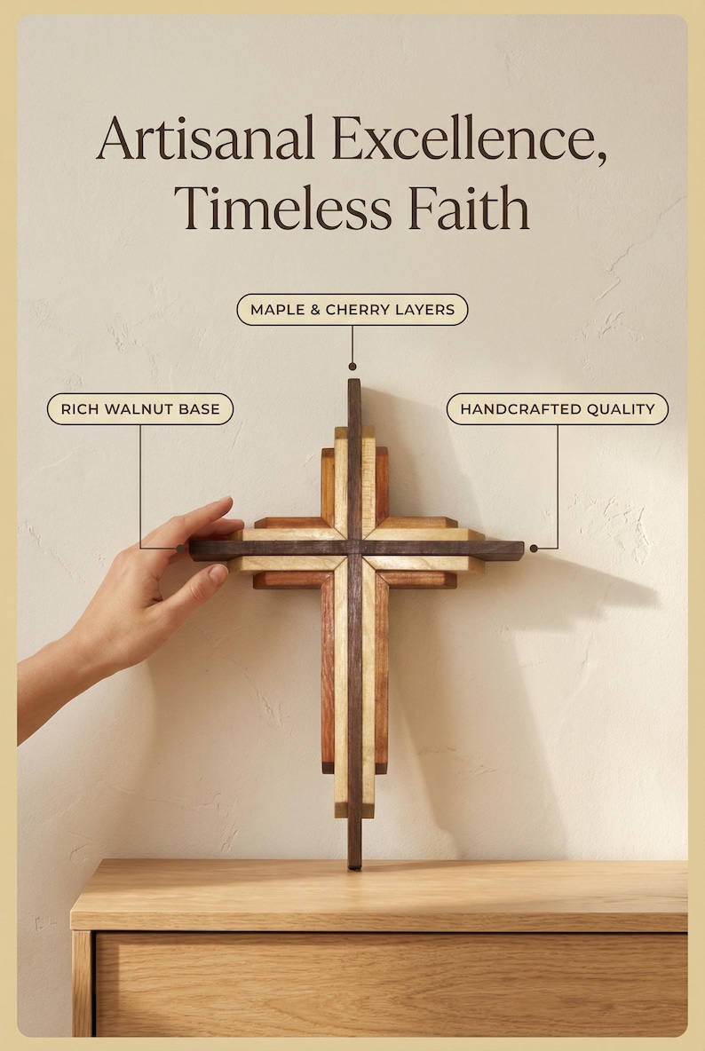 Layered Wall Cross, Christian Decor image 3