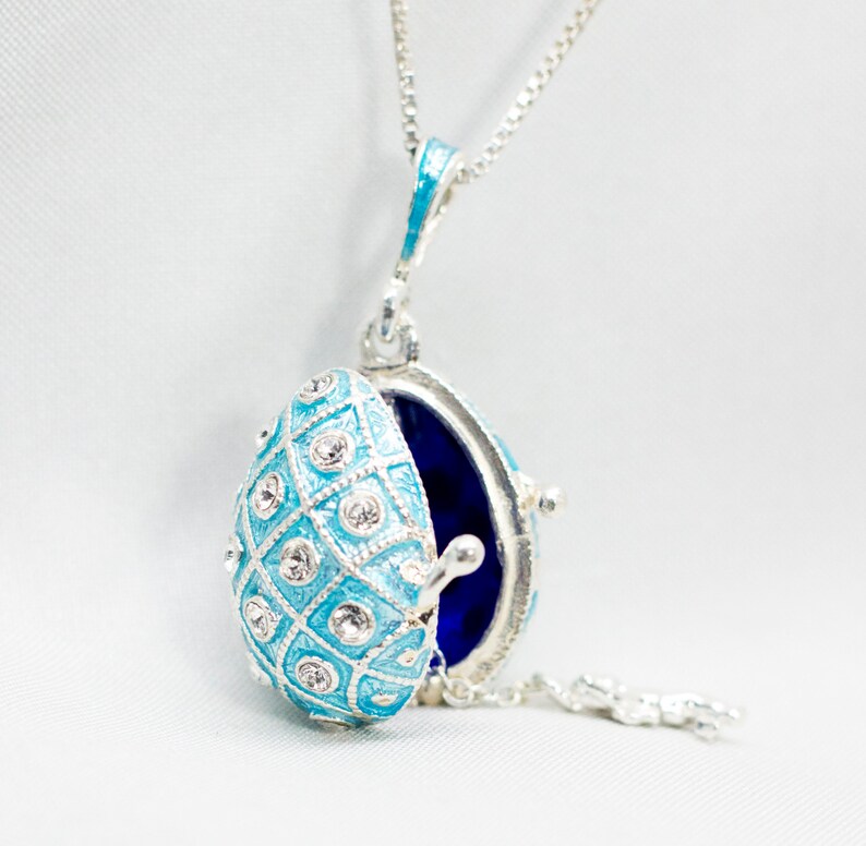 Locket with Guardian Angel Charm, Winter-Blue Locket Pendant, Crystals, 925 Silver Locket, Enamel Jewelry shops for Mom Protective Lucky Jewelry