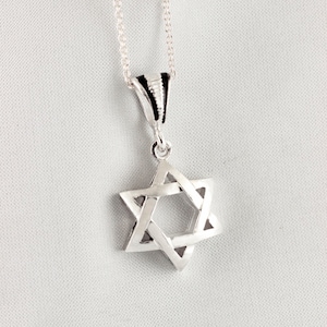 Star of David Necklace Sterling Silver Jewish Star Judaica Jewelry Magen David Necklace Puffy Pendant for Men Women