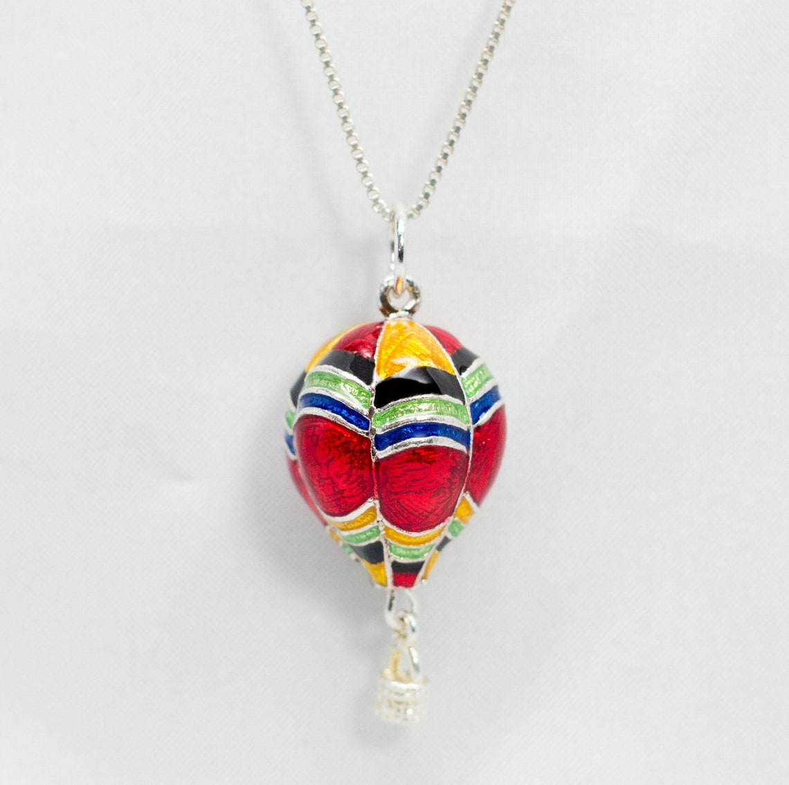 Hot Air Balloon Necklace Multicolored Balloon Pendant Etsy