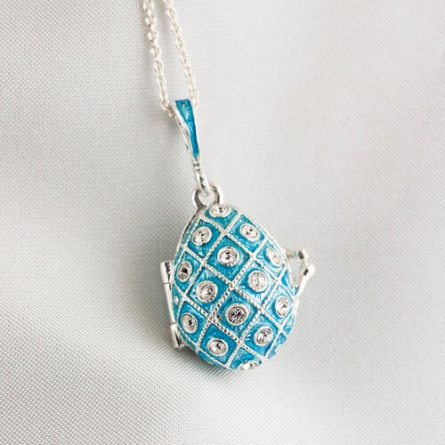 Locket with Guardian Angel Charm, Winter-Blue Locket Pendant, Crystals, 925 Silver Locket, Enamel Jewelry shops for Mom Protective Lucky Jewelry