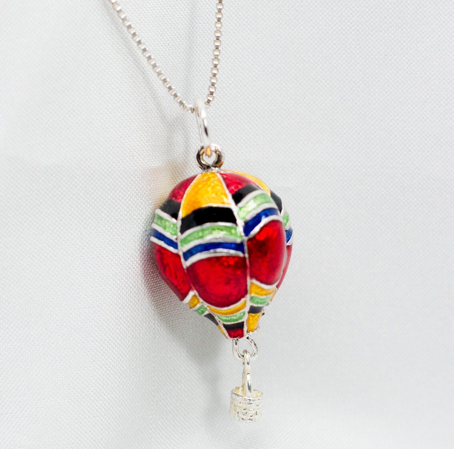 Hot Air Balloon Necklace Multicolored Balloon Pendant Etsy