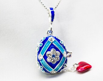 Floral Blue Locket, Heart Charm Love Pendant, Sterling Silver Jewelry for Women Flower Locket Necklace, Collectible Gift