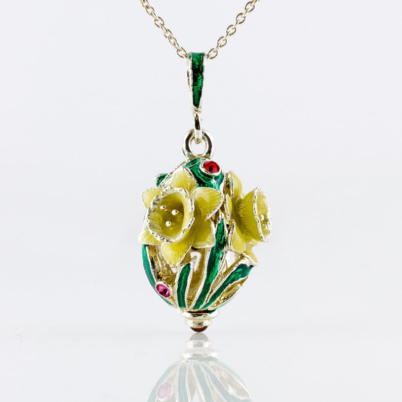 Daffodil Jewelry Necklace Pendant Yellow Daffodils Bouquet Etsy