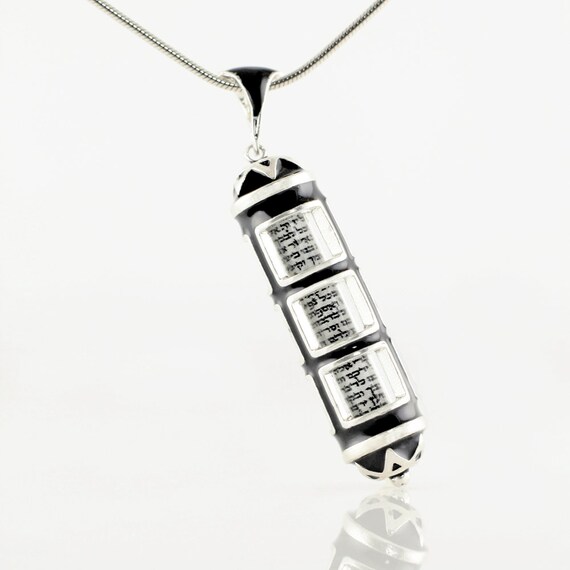 Mezuzah Necklace Judaica Jewelry Pendant W Scroll