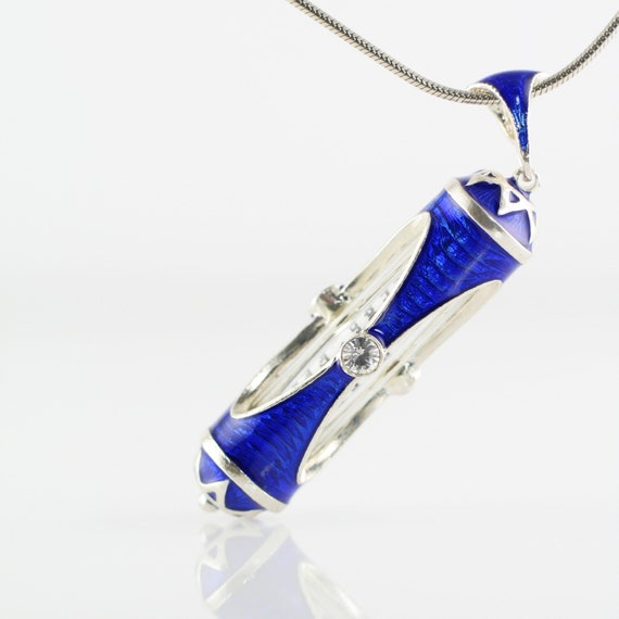 Judaica Mezuzah Pendant Hebrew Scroll Necklace Oval Windows W