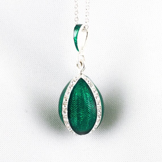 Emerald Green Pendant Guilloche Enamel Jewelry Easter | Etsy