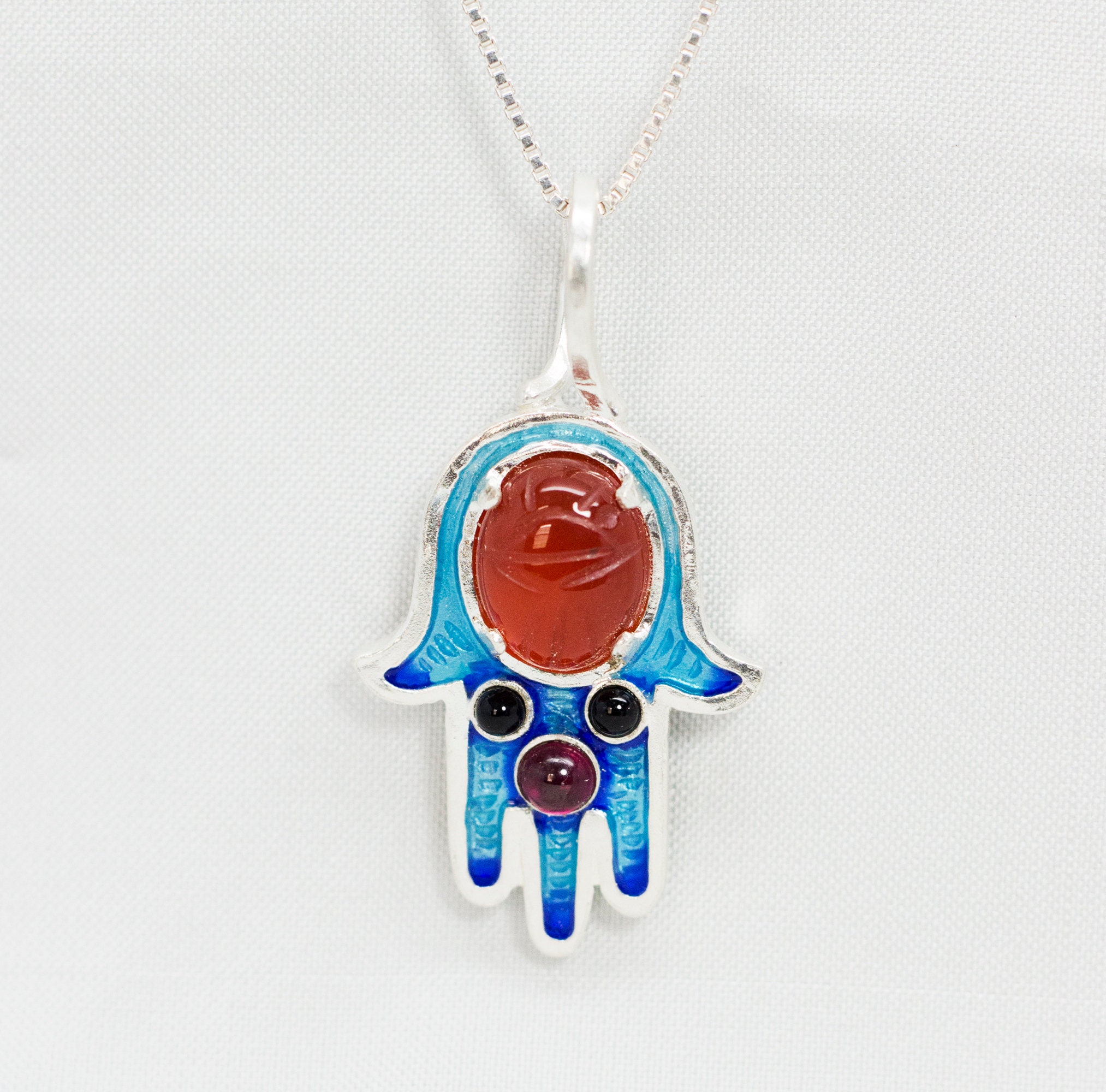 Hamsa With Scarab Carnelian Cameo Onyx 