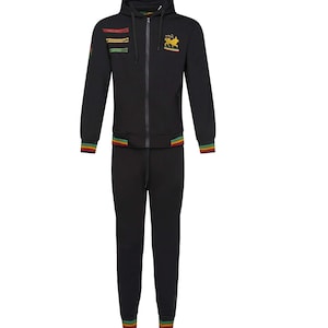 Men&#39;s Rasta Lion Fleece Tracksuit: Hooded Jacket & Joggers Set