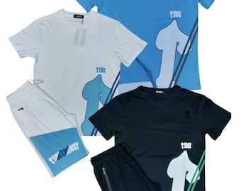 Men's Time Is Money Tracksuit: Cotton T-Shirt & Shorts Set