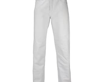 Mens White Comfort Fit Jeans: Georgio Peviani Classic 5-Pocket Denim (29" Short)
