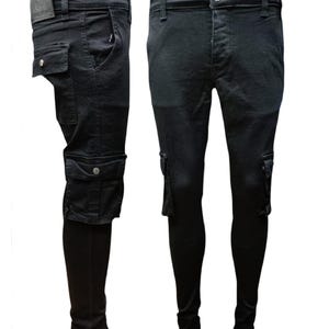 Mens Combat Jeans Straight Leg Utility Pockets Denim Pants Men&#39;s Gym Trousers