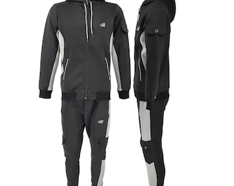 Herren TiM Cargo Passender Zip Hoodie und Cargo Jogger 2Stk Trainingsanzüge Set UK