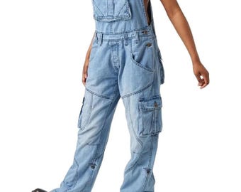 HERREN OVERALL SHORTS Bermuda Kurze Hose Jeans Denim Latzhose Latzjeans