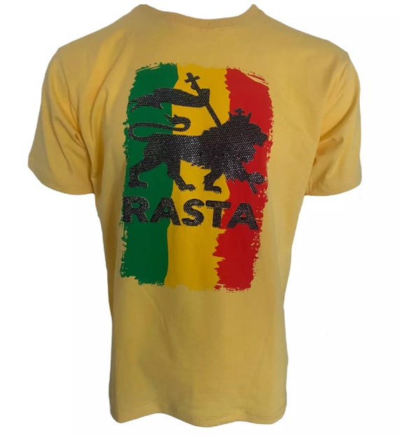 Rasta Lion of Judah Jah Rastafari Classic T-shirt Mens Jamaican 
