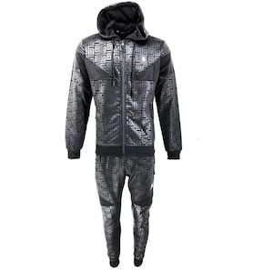 Mens TiM Tracksuit Set Men Printed Urban Hip Hop Top Bottoms Joggers 2ps Outfit Casual Wear