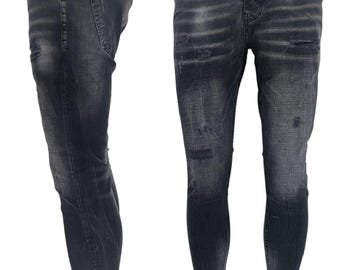 Men's Slim Fit Stretch Denim Jeans - Black Cotton Trousers
