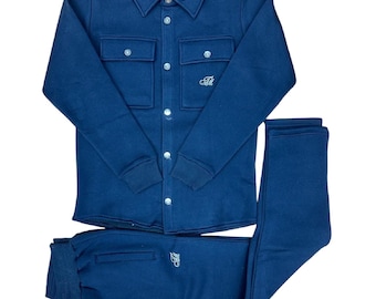 Mens Suede Tracksuit Set: Cotton Blend Jogger Outfit