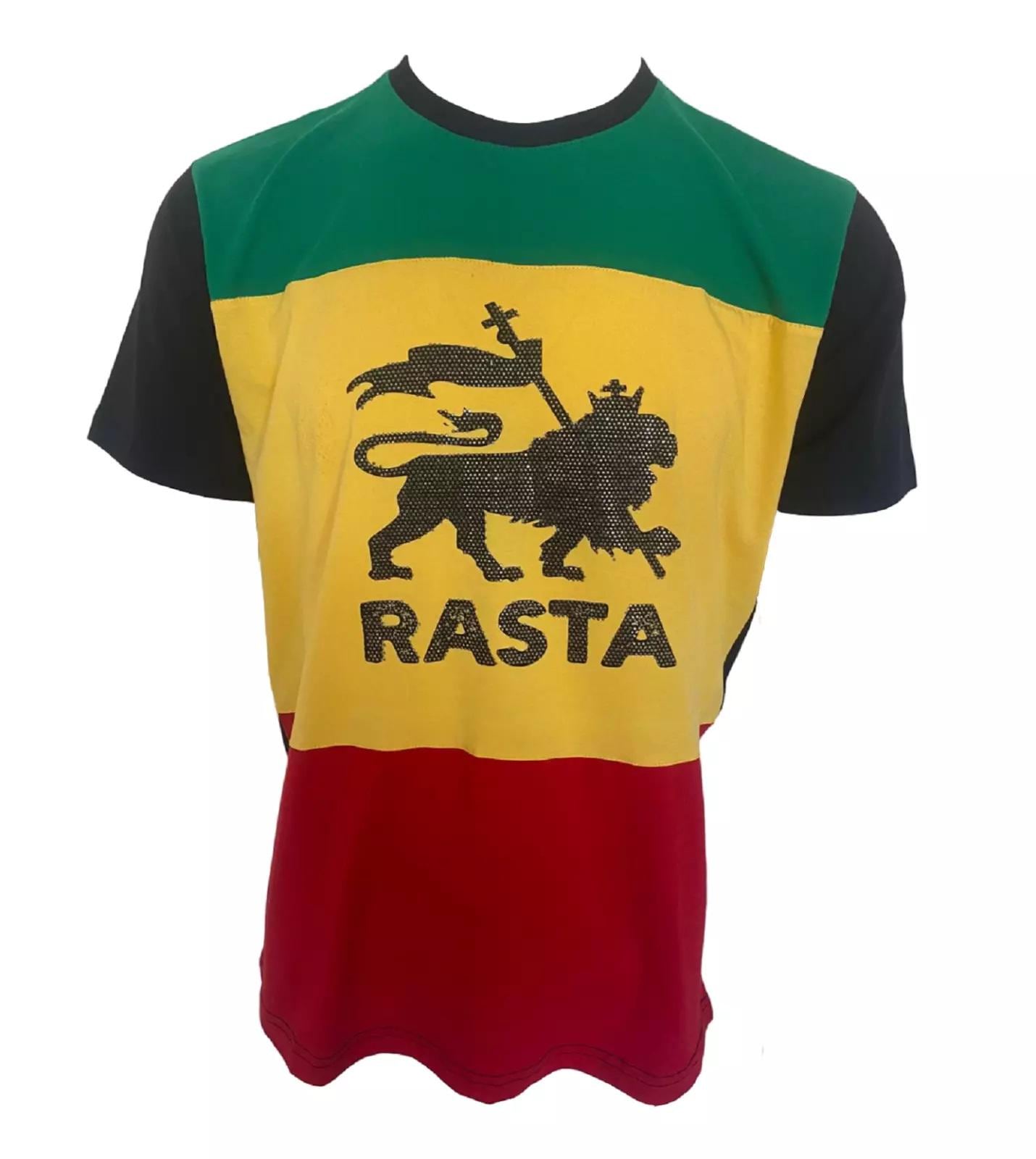 Rastafari Rasta Lion Of Judah T-Shirt Mens Rastafarian Colors Graphic Tee Top