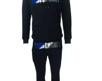 Herren 'Time Is Geld' Fleece Trainingsanzug: Baumwoll-Jogger-Set