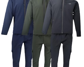 Men's Black Hoodie Tracksuit Set: Cargo Joggers, Zip Pockets