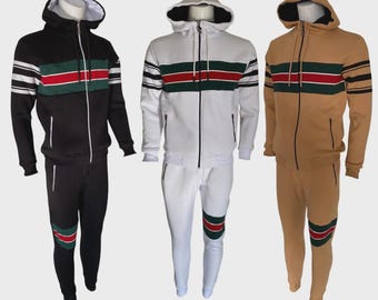 Men’s Time Is Money Tracksuit Set Hoodie & Joggers Zip Up Sportswear Outfit M-XL