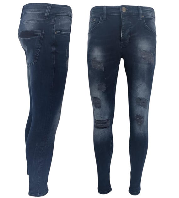 Uomo Pantaloni In Jeans Slim Fit Blu Scuro 6569 - Foto 6