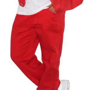 Mens Red Denim Jeans Men Comfort Fit Jean Casual Wear Size Short