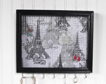 Jewelry Holder- Jewelry Organizer- Upcycled 8x10 Picture Frame