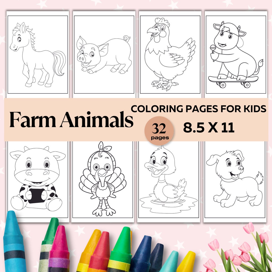 Farm Animal Coloring Pages for Kids, Children Farm Animal Printable ...