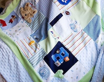 Two-Toned Custom Handmade Memory Blanket from Minky or Fleece Fabric