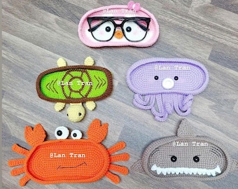 Sea Creature Eyeglasses Holder Crochet Pattern: 5in1 Bundle (US Terms) (PDF Pattern)