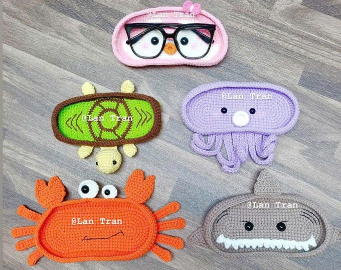 Sea Creature Eyeglasses Holder Crochet Pattern: 5in1 Bundle (US Terms) (PDF Pattern)