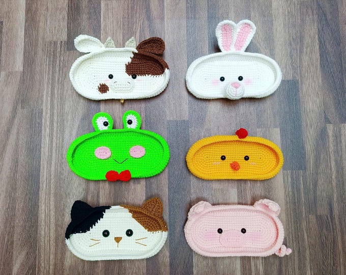 Farm Animals Crochet Eyeglass Holder Pattern: 6-in-1 Bundle (US Terms) (Digital Download)