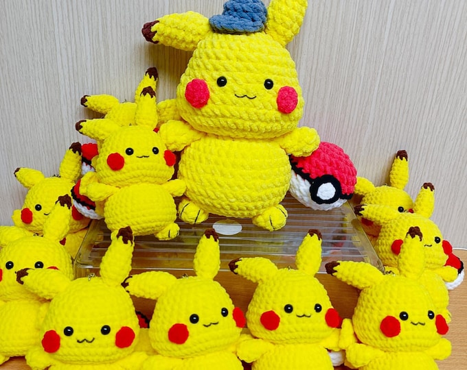 PDF File - Pikachu Crochet pattern - Pokemon Plush Toy  (US term - English only)