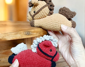Crochet Horse Keychain Amigurumi Pattern - Lying version (US Terms) (PDF Pattern)