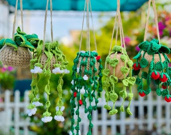 Set 5 Flower Basket Hanging Crochet Pattern, Sunflower Basket Crochet Pattern, Pothos Plant Basket Pattern, Drooping Montera Flower Pattern