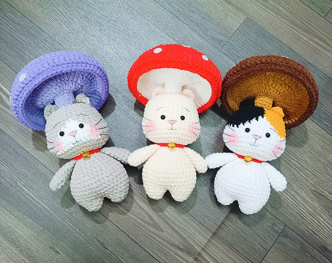 Cat Mushroom Amigurumi Crochet Pattern Bundle (PDF)