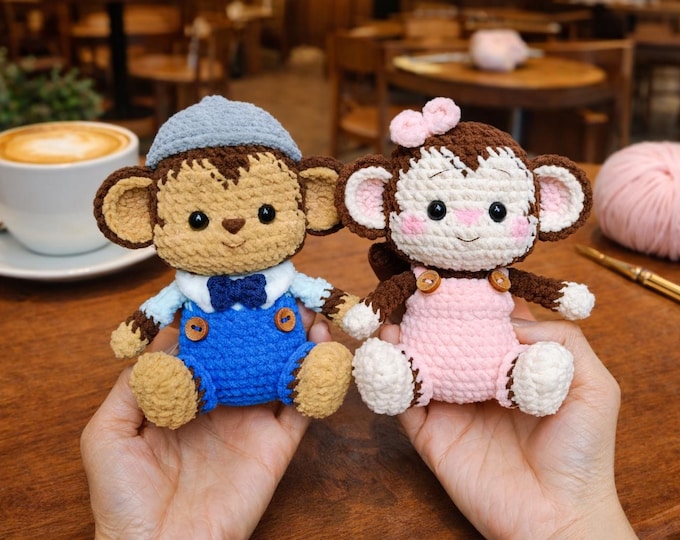 Crochet Monkey Amigurumi Pattern – Couple Design (PDF Pattern)
