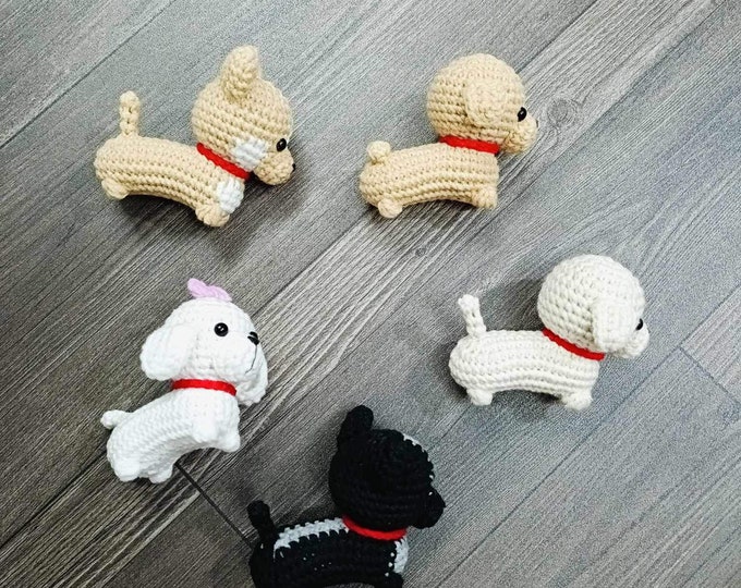 Dog Keychain Crochet Pattern: Corgi, Poodle, Husky Amigurumi (US Terms) (PDF Pattern)