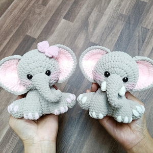 Virkmönster för amigurumi med elefantmotiv (amerikanska termer) (PDF-mönster)