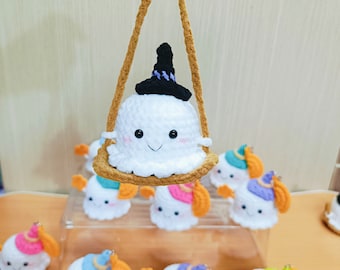Patron fantôme d'Halloween au crochet : porte-clés et porte-clés pour voiture (Patron PDF)
