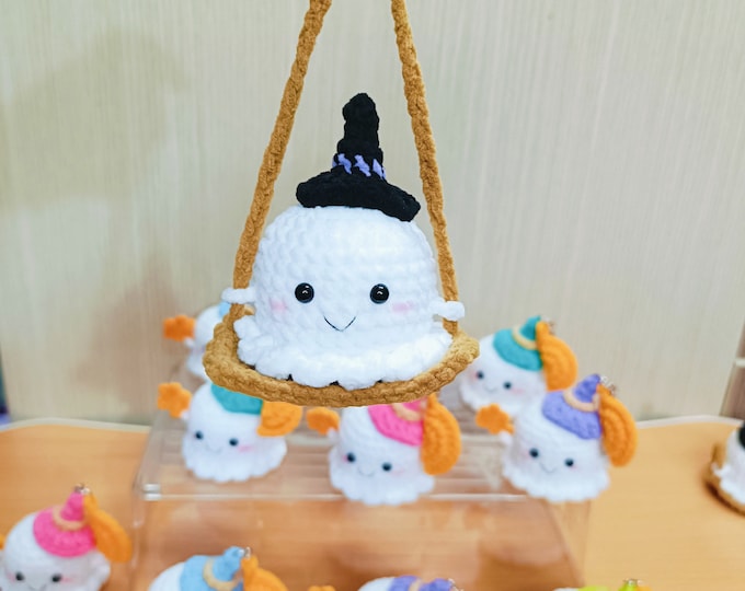 Crochet Halloween Ghost Pattern: Car Hanger & Keychain (PDF Pattern)
