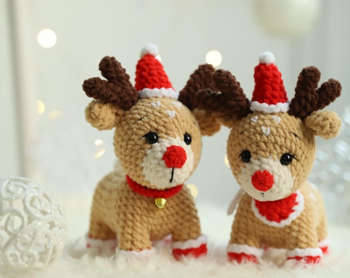 Christmas Amigurumi Crochet Pattern: reindeer plush toy (US Terms) (PDF Pattern)