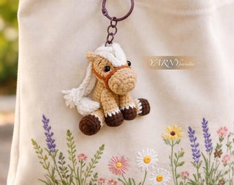 Crochet Horse Keychain Amigurumi Pattern_Sitting version (US Terms) (PDF Pattern)