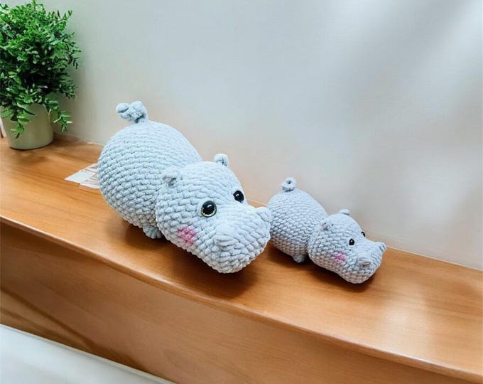 No Sew Baby Hippo Crochet Pattern: Amigurumi Hippopotamus (US Terms) (PDF Pattern)