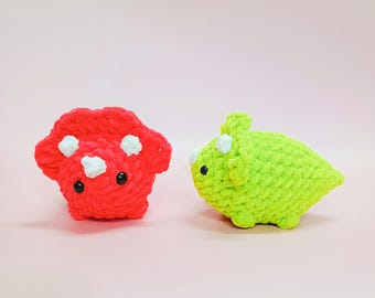 No-Sew Triceratops Dino Crochet  Pattern, Mini Dino Crochet Amigurumi ( English only)