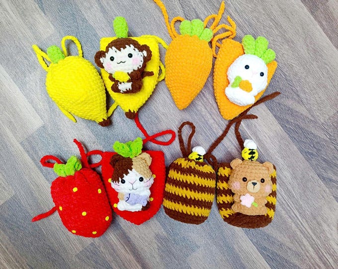 4in1 Blindbag Amigurumi Keychain Pattern, Bunny, Monkey, Calico cat, Bear ( English only)