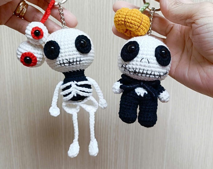 2in1 Jack Skellington Keychain Crochet Pattern US Term, English only (PDF Pattern)