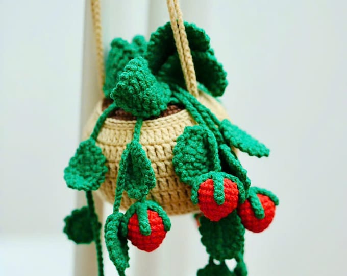 Strawberry Basket Crochet Pattern, Car Hanging Pattern (PDF Pattern)